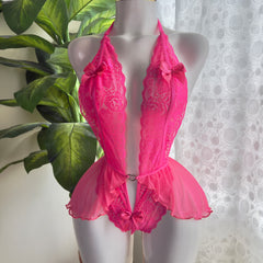 Lencería Enterizo Celeste Fucsia