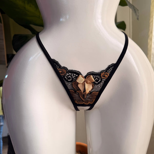 Tanga Mariposa Negro Dorado