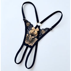 Tanga Mariposa Negro Dorado
