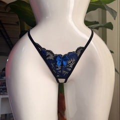 Tanga Mariposa Negro Azul