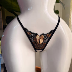 Tanga Mariposa Negro Dorado